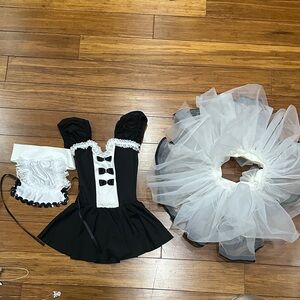 Elegant Black and White Kids Dance Costume